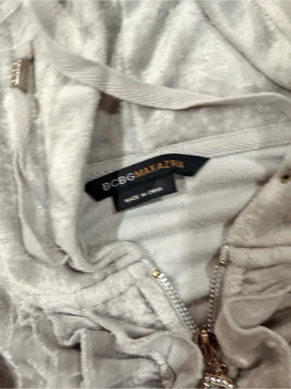 BCBGMaxAzria Silver Light Gray Velvet Zip Hoodie Set - Image 7