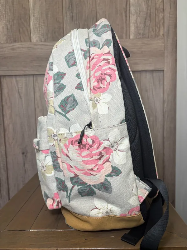 Floral/Gray Canvas Backpack Pink - Image 3