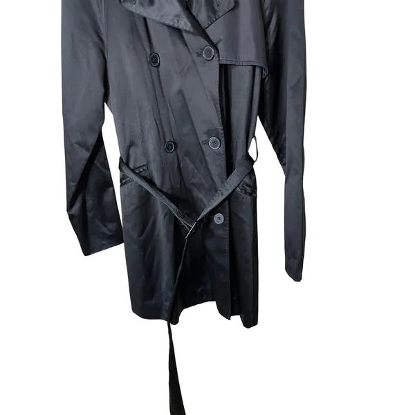 American Living Women's Black Double‎ Breasted Trench Coat Belted Size M - Image 3