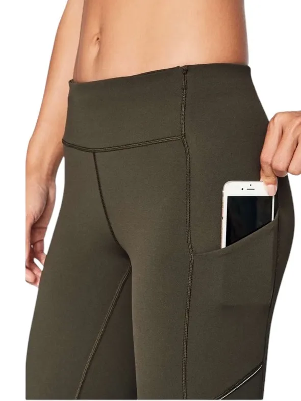 Lululemon Speed Up Crop Atletic Legging 21” Dark Olive Size 8 - Image 4