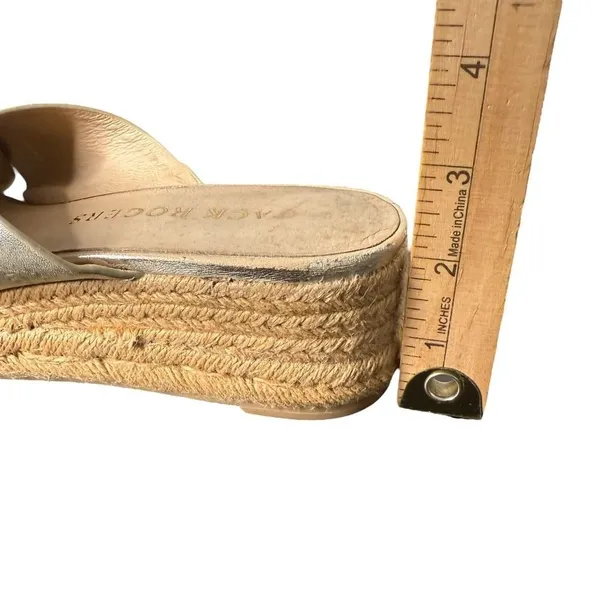 Jack Rogers Metallic Gold Slip on Espadrille Sandals Womens 10 Slides Leather - Image 7
