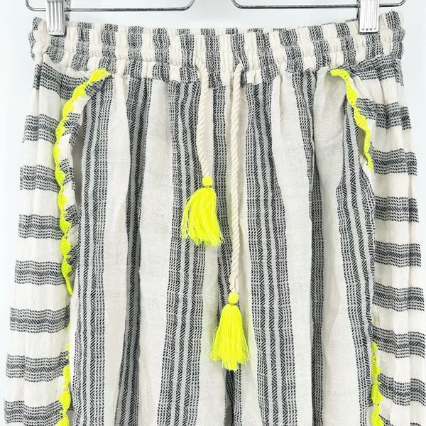 Z&L Europe Womens Striped Neon Beachy Pom Pom Tassel Boho Wide Leg Pants Size M - Image 2