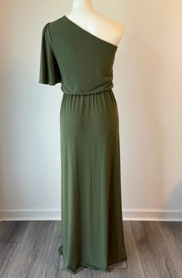 International Concepts Olive Green 1 Shoulder Maxi Dress - Image 3