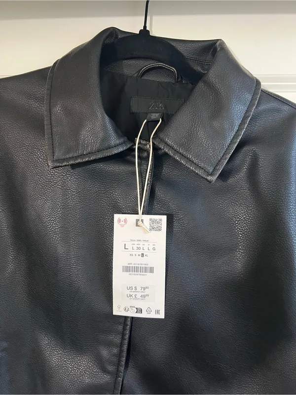 Zara Black Faux Leather Jacket - Image 3