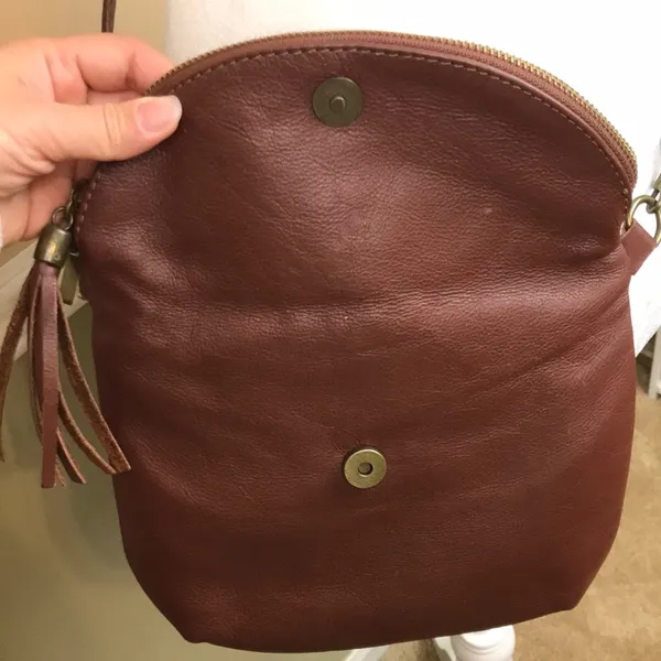 Dorse in Pelle Genuine Italian Leather Red Brown Crossbody Strap Purse - Image 5
