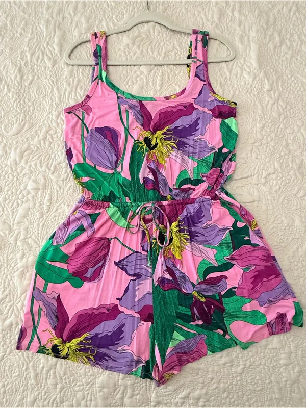 Express Pink, Purple & Green Floral Romper - Image 3