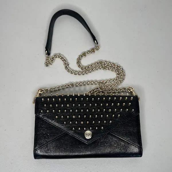 Rebecca Minkoff Black Leather Stud Wallet on Chain - Image 3