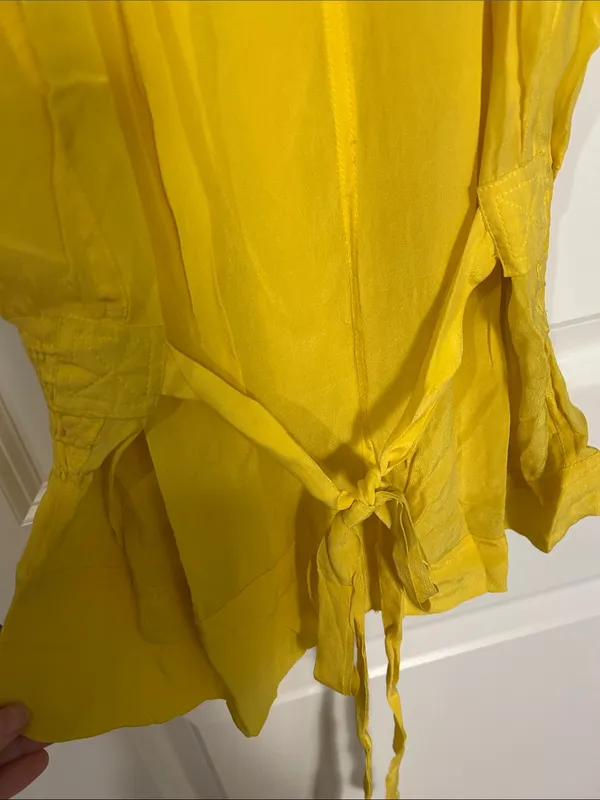 Women's Yellow Smocked Tie - Image 4