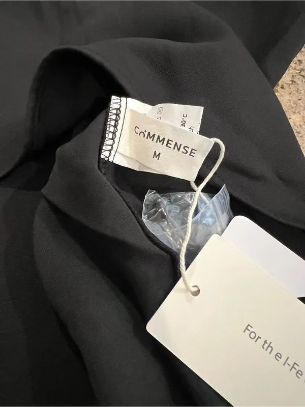 Commense Solid Slit Belted Mock Neck Midi Dress Black Size M NWT Sold Out - Image 5