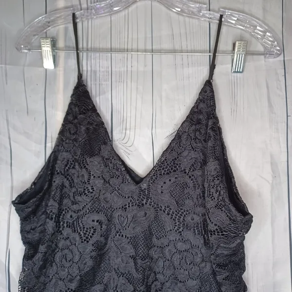 Nine Britton Black Floral Lace Sleeveless V-Neck Festival Whimsigoth Bodysuit - Image 2