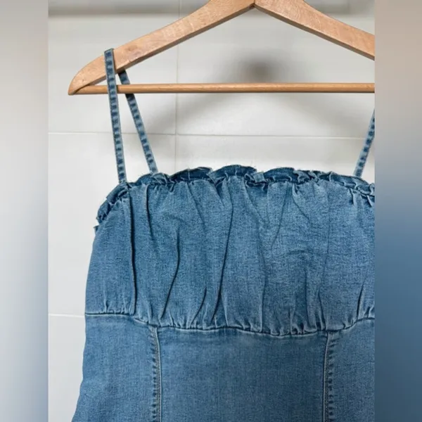 H&M Divided Denim Mini Dress with Spaghetti Straps -‎ Size M - Image 3