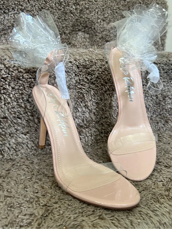 Cape Robbin Blush Nude Clear Strap Stiletto Heels - Image 3