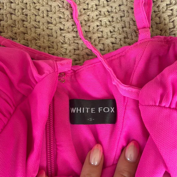 White Fox Pink Ruched Mini Dress - Image 3