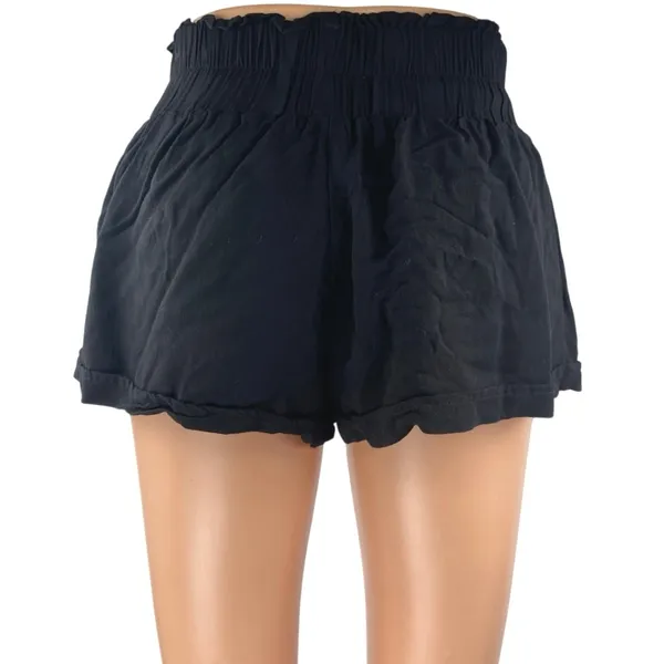 Princess Polly Women's Black Pull On Smocked High Waisted Mini Shorts Size 2 - Image 3