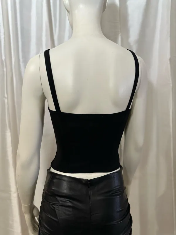 ZARA NWT Black Corset Tank Top Size Small | Square Neck Stretch Bustier Cami - Image 6