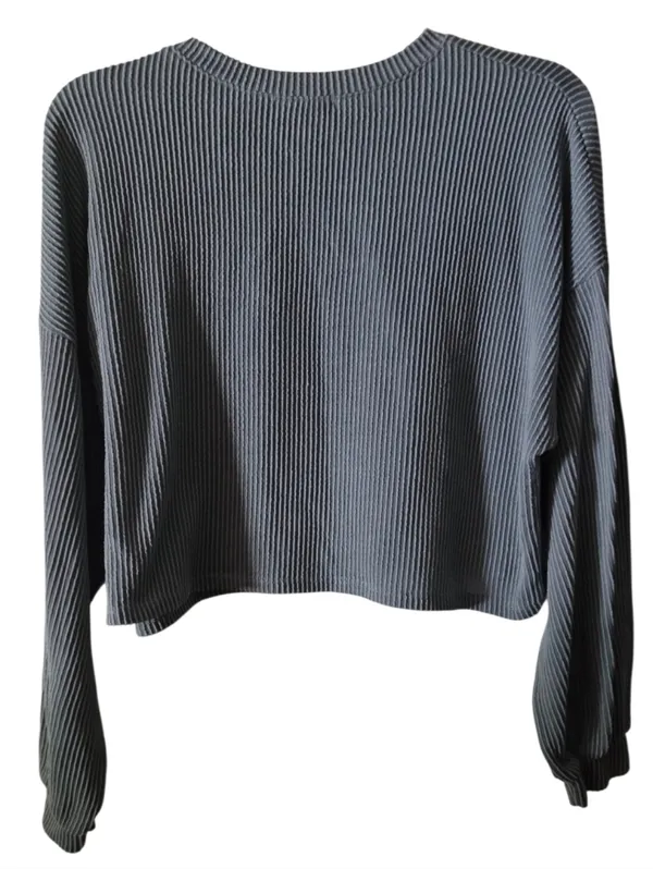 Bohme Long Sleeve Ribbed Cropped Top Size Small - Image 2