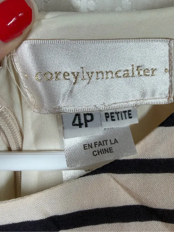 Anthropologie Corey Lynn‎ Calter Cream Black Floral Striped Verna Swing Dress - Image 3