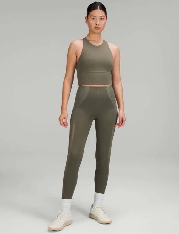 Lululemon Logo Elastic Everlux Shelf Tank Top Army Green / White Opal 8 - Image 8