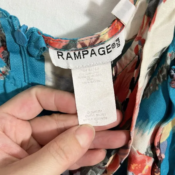 Vintage 90s Y2K Rampage Faux Wrap Hawaiian Dress Sz 3 S Beach Hula Luau Tropical - Image 3
