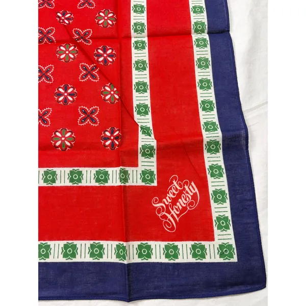 VTG NWT Avon Sweet Honesty red, blue cotton scarf. 21" square. bandana, vintage - Image 2
