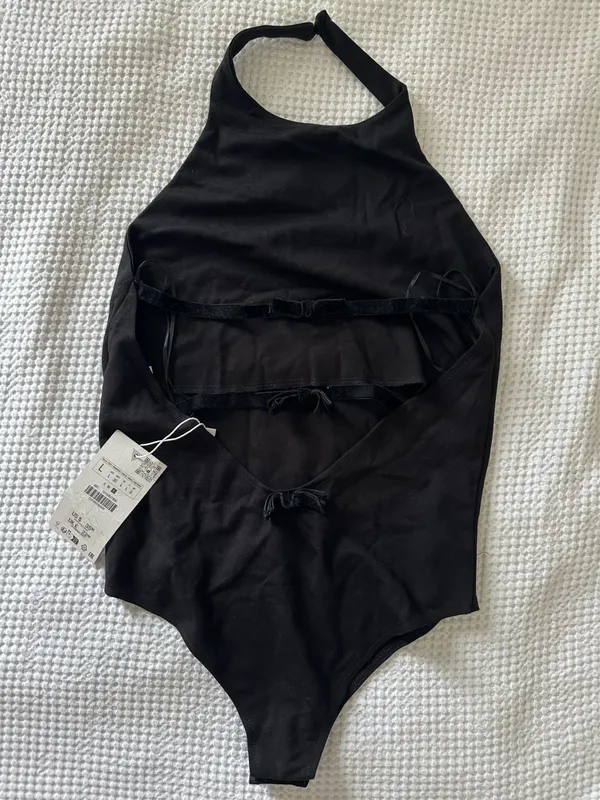 ZARA Halter Neck Bodysuit Black - Image 4