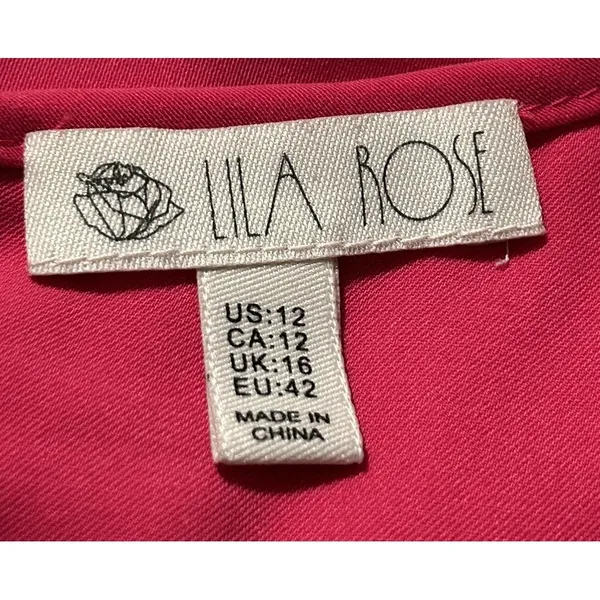 Lila Rose Dress Size12 Lipstick Pink A-line‎ Layered Split Back Feminine - Image 5