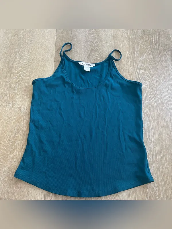 Athleta Signature Rib Thin Strap Tank Blue Size M - Image 2