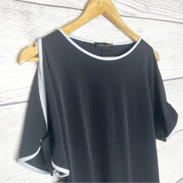 Ivanka Trump Black & White Trim Open Tie Sleeve Blouse Top Size Small - Image 8