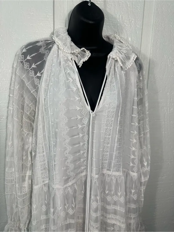 Zara White Lace Overlay Dress Size Small EUC - Image 5