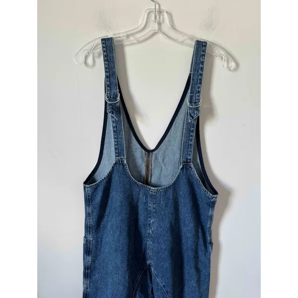 Free People Boho Denim Jeans Jumpsuit Blue Oversize Size XS - Image 8