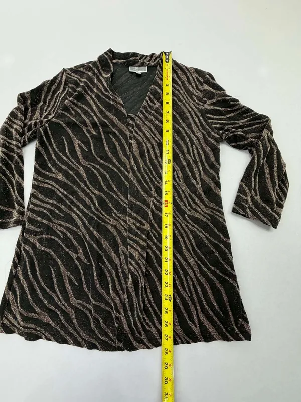 JM Collection Petite Women's Black & Gold Metallic Zebra Print 2-Piece - Image 9