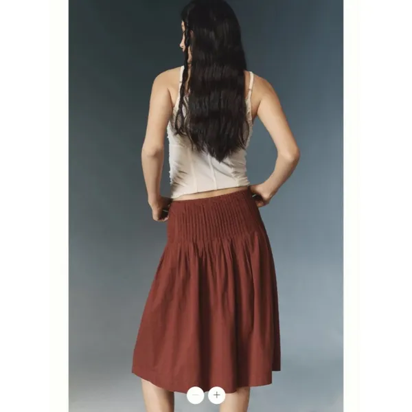 By Anthropologie Low-Rise Gathered-Yoke Knee-Length Skirt - Image 3