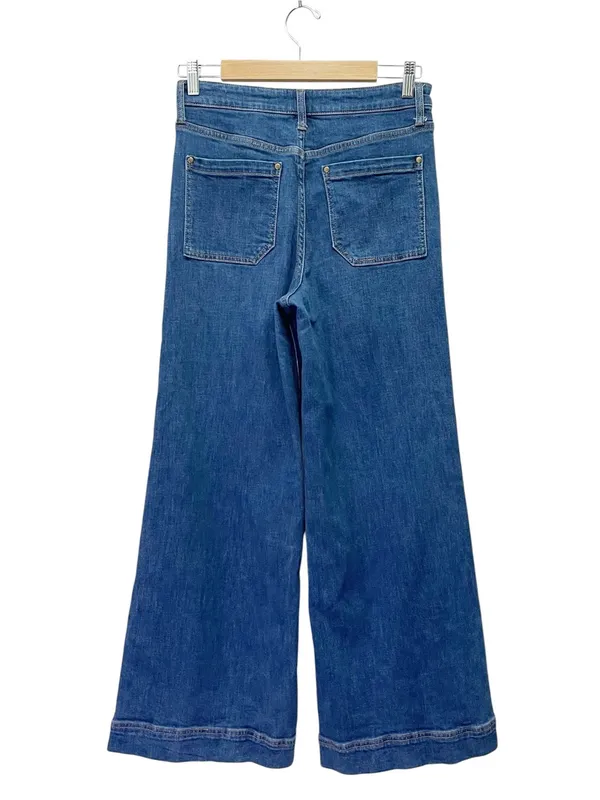 Maeve Anthropologie Jada Jeans Sz 28 Blue High Rise Wide Leg Trouser Flare Denim - Image 3