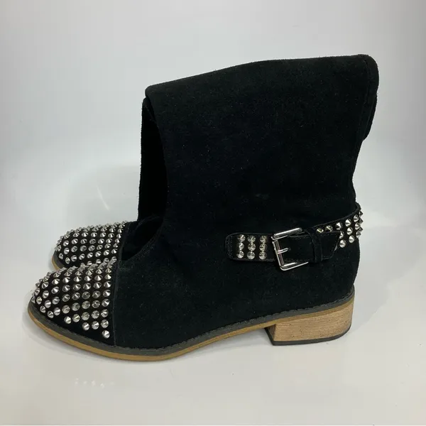 Kelsi Dagger tall black suede boots studded silver women’s size‎ 8 punk goth - Image 6