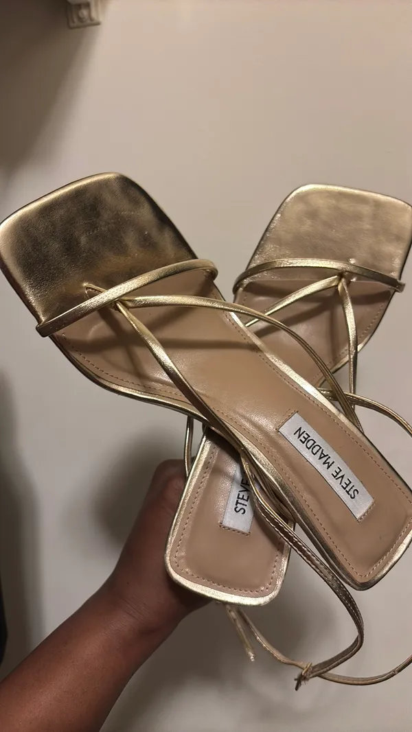Sandals Steve Madden Gold Strappy Square Toe 👡 - Image 2