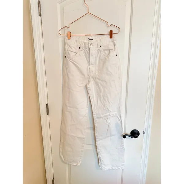 Reformation‎ Jeans Women 26 White High Rise Straight Leg Distressed Knee Denim - Image 4