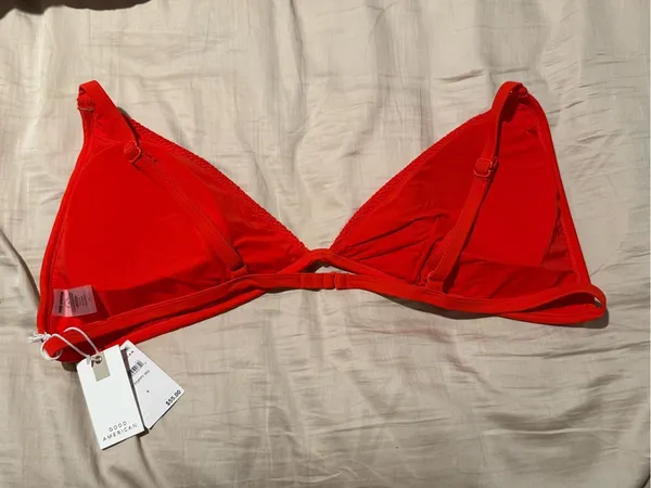 Good American Red Textured Triangle Bikini Top - Image 2