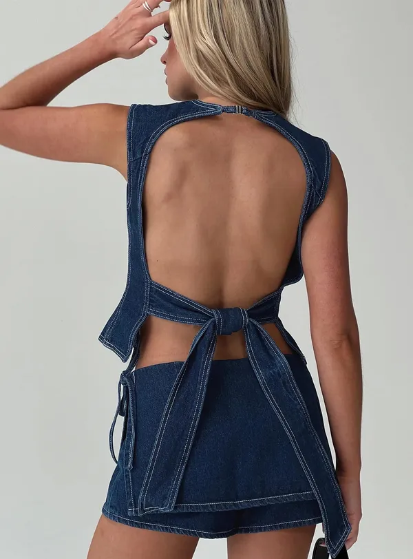 Lioness Countryside Skort Blue Denim size xxs - Image 4