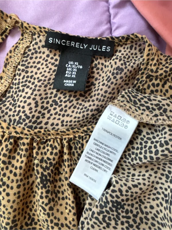 Sincerely Jules Animal Print Metallic Long Sleeve Blouse - Image 5