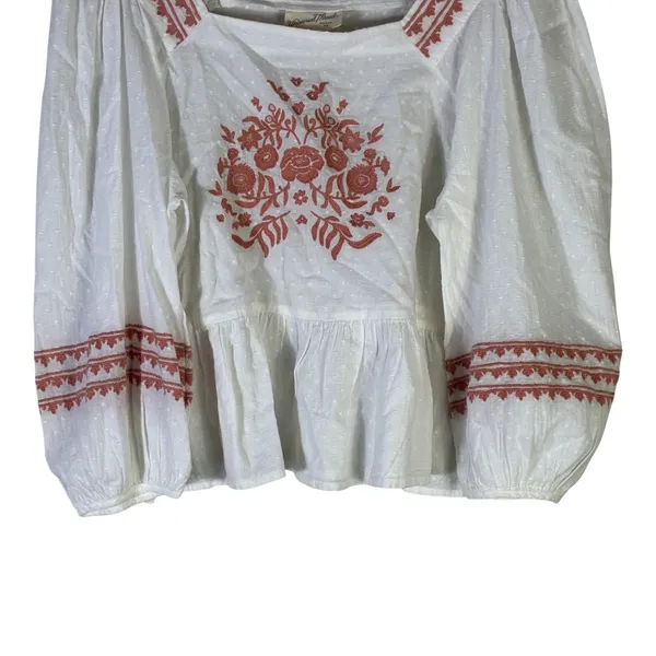Universal Threads Womens Boho 100% Cotton Embroidered Peasant Top White Size M - Image 5