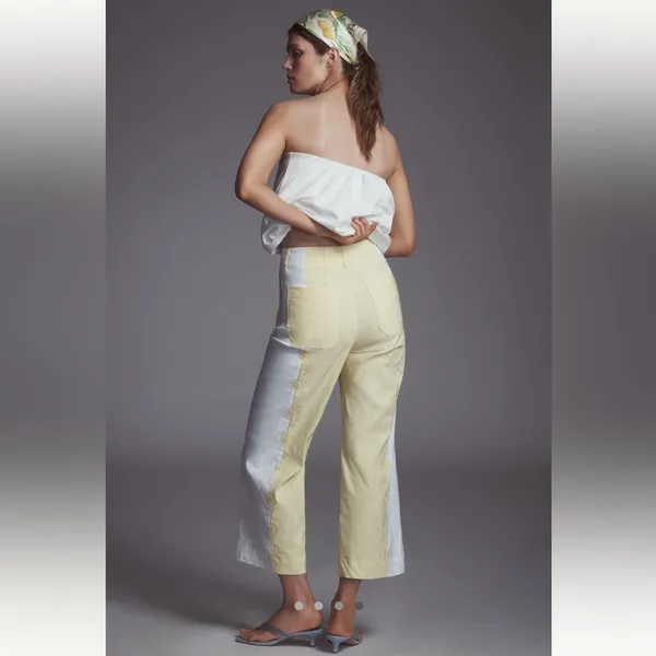 Anthropologie Maeve The Colette Embroidered Crop Wide-Leg Pants - Image 4