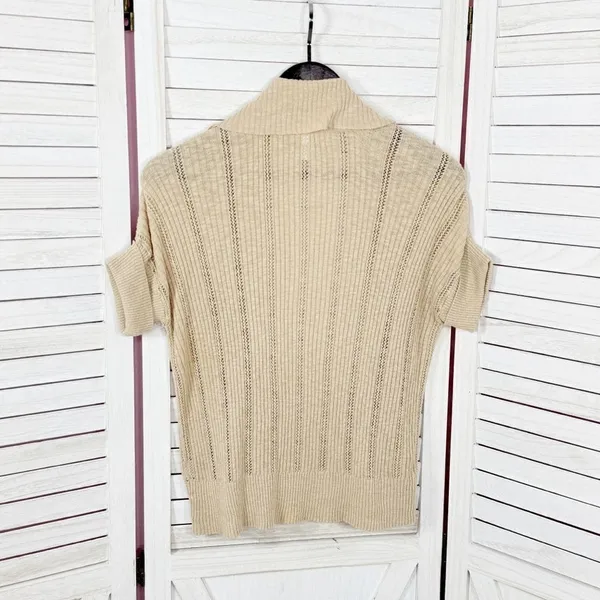 Dress Barn Vintage Open Front Cardigan Topper‎ Sweater Tan Small - Image 9
