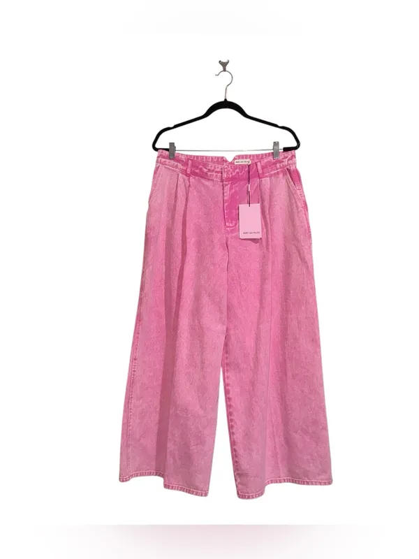 NWT AVEC LES FILLES High Waist Wide Leg Jeans Bubble Gum Pink pleated SZ-31 - Image 3