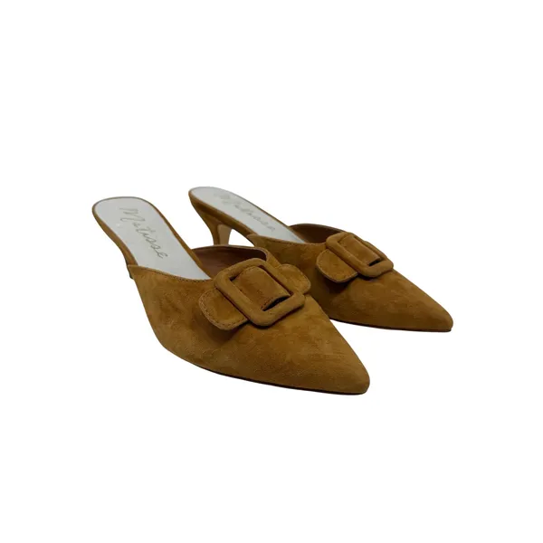 Matisse Layover Suede Buckle Kitten Heel Mule Pumps Cognac Brown Size 7.5 - Image 6