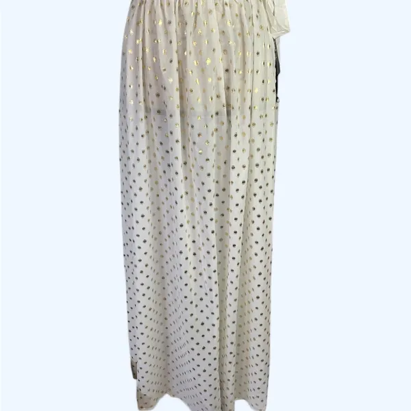Lulus White Gold Polka Dot Cover Up Maxi Skirt Size S NWT - Image 3