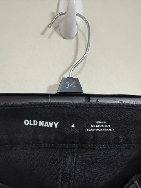 Old Navy High-Rise OG Straight Leg Black Rigid Jeans Secret-Smooth Pockets sz 4 - Image 9