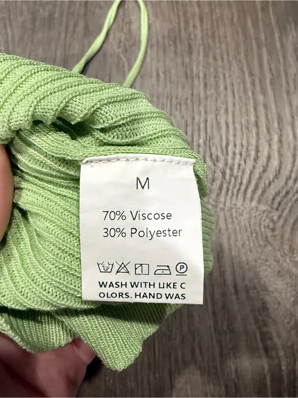 Lime Green Knit Cropped Tank Top - Image 3