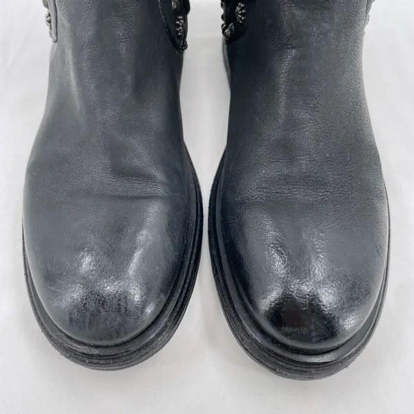 A.S.98 Studded Black Leather Boots Tall Chelsea Fall Boho Edgy Biker Fit Size 37 - Image 11