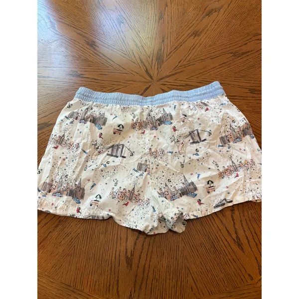 Gap Pajama Shorts Women Large White NYC Skyline Brooklyn Bridge Sleepwear - Image 6