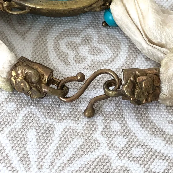 GYPSY Bohemian Turquoise /Brass/Silk Bracelet - Image 3